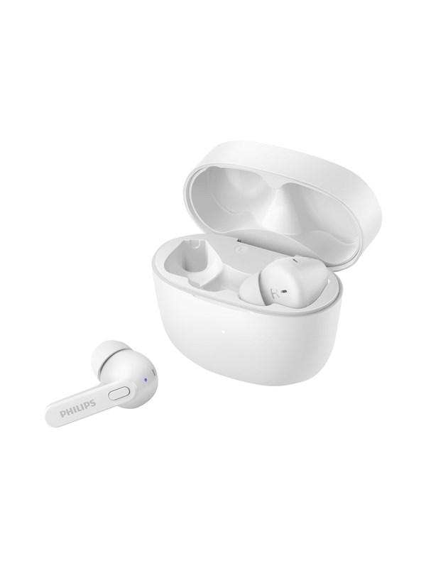 Philips True Wireless in-ear-hörlurar i vitt med laddetui