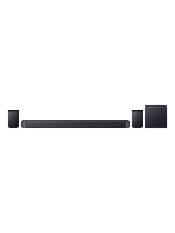 Samsung HW-Q995H med bar, subwoofer och trådlösa surroundhögtalare